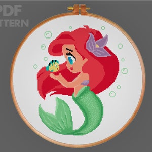 Mermaid Cross Stitch Pattern Cute Mermaid Cross Stitch X Stitch Instant Download PDF Pattern