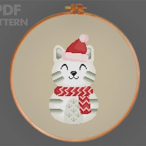 Cat Snowman Cross Stitch Snowman Cross Stitch Pattern Christmas Cross Stitch PDF Pattern Instant Download