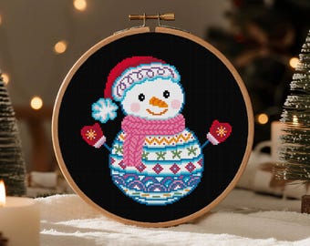 Snowman Cross Stitch Pattern Christmas Cross Stitch Winter, Christmas Sampler Cross Stitch PDF Instant Download