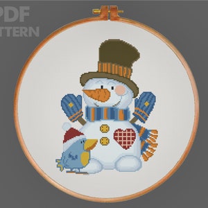 Snowman Cross Stitch Pattern Christmas Cross Stitch PDF Pattern Instant Download