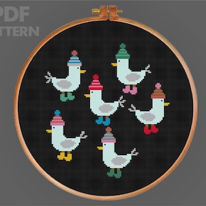 Cute Duck Cross Stitch Pattern Funky Duck Cross Stitch Ducky Cross Stitch Winter Duck Cross Stitch Pattern PDF Instant Download