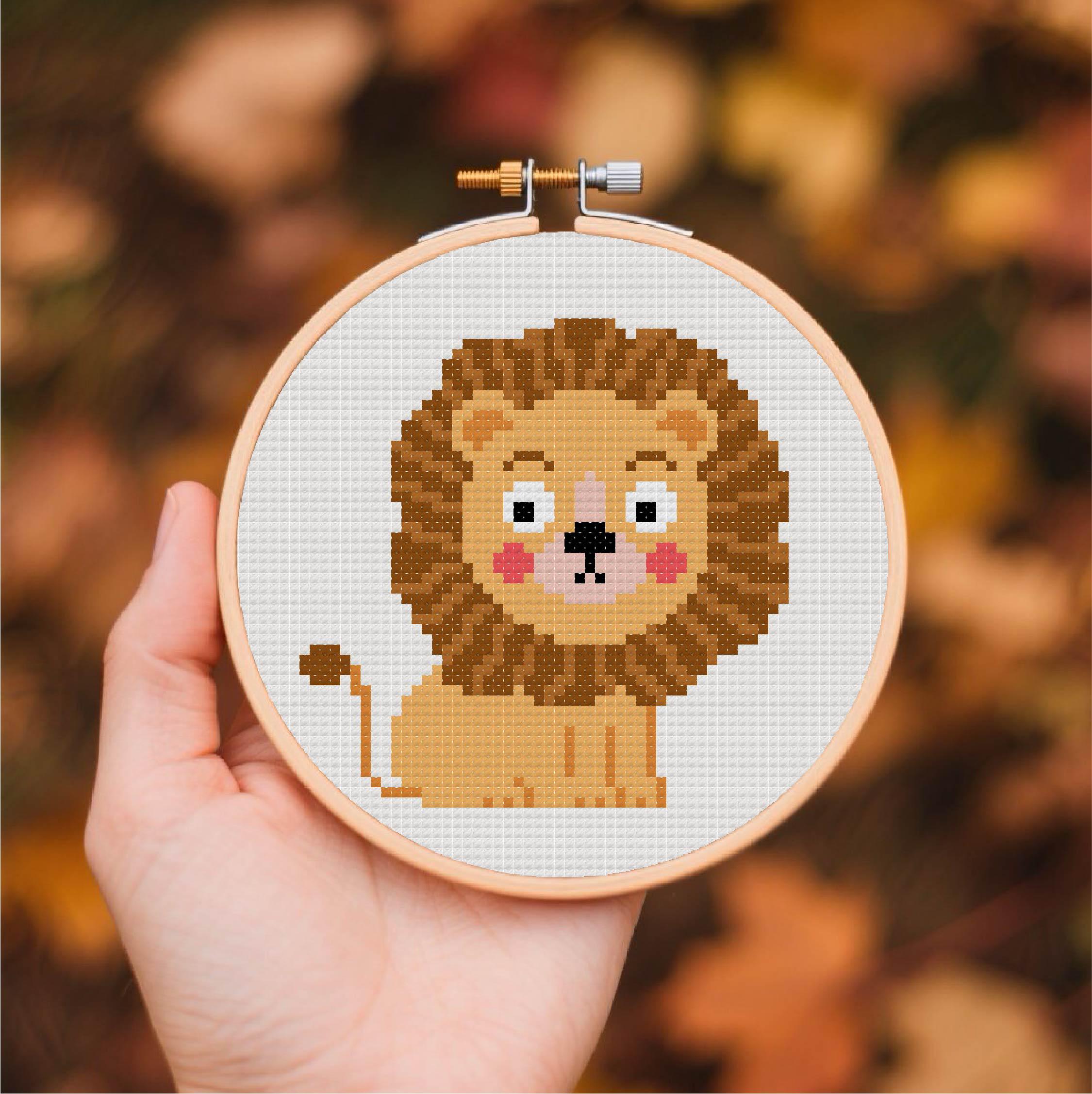 Lion Cross Stitch Woodland Animal Cross Stitch Pattern Cute Lion