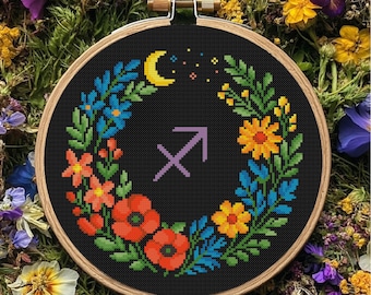 Sagittarius Cross Stitch Pattern Horoscope Cross Stitch Constellation Sign Cross Stitch Pattern Zodiac Cross Stitch PDF Instant Download