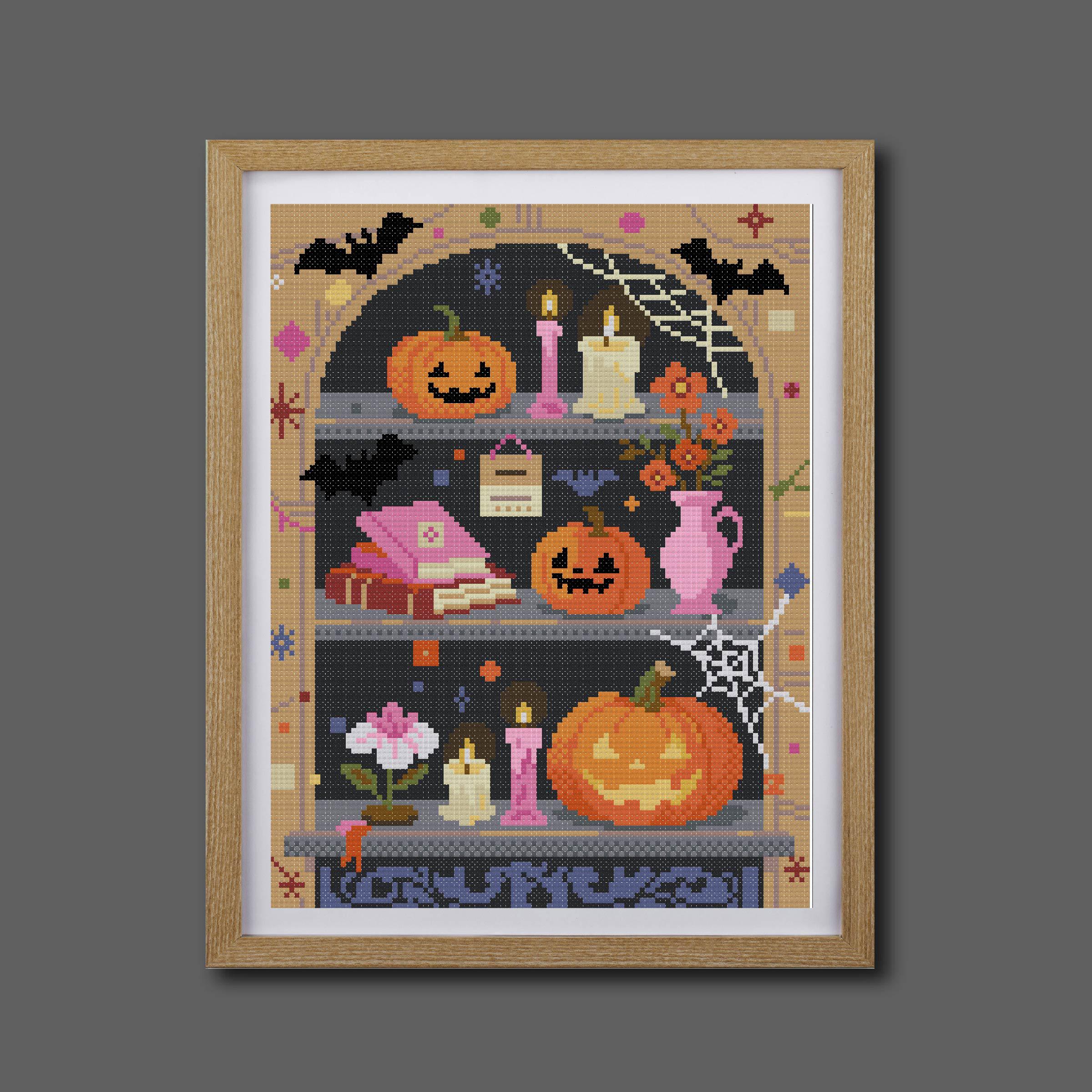 Halloween Decor Cross Stitch Pattern, Jack O Lantern Cross Stitch ...