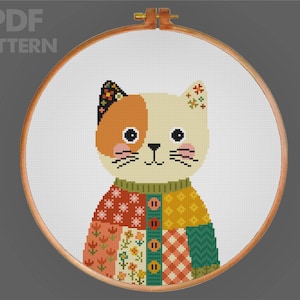Cute Cat Cross Stitch Pattern Kitten Cross Stitch Pattern Funny Cat Cross Stitch PDF Pattern Instant Download