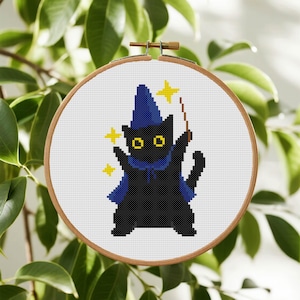 Schema punto croce gatto nero Schema punto croce magico PDF Download immediato