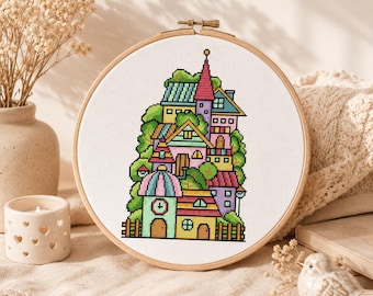 House Cross Stitch Pattern , Home Sweet Home Cross Stitch , Town Cross Stitch PDF Pattern Instant Download