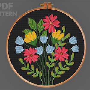 Flower Cross Stitch Pattern Wreath Cross Stitch Flower Painting Cross Stitch PDF PatternInstant Download