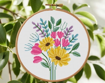 Flower Cross Stitch Pattern Flower Painting Cross Stitch PDF PatternInstant Download