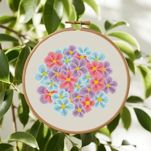 Hydrangea Cross Stitch Pattern Flower Cross Stitch Pattern ,Modern Flower, Floral Cross Stitch PDF Pattern Instant Download