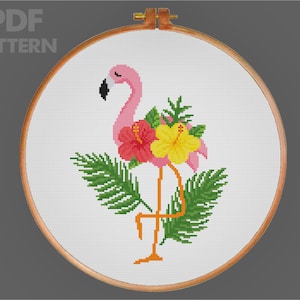 Patrón de punto de cruz Flamingo Summer Vibes Patrón de punto de cruz PDF Descarga instantánea