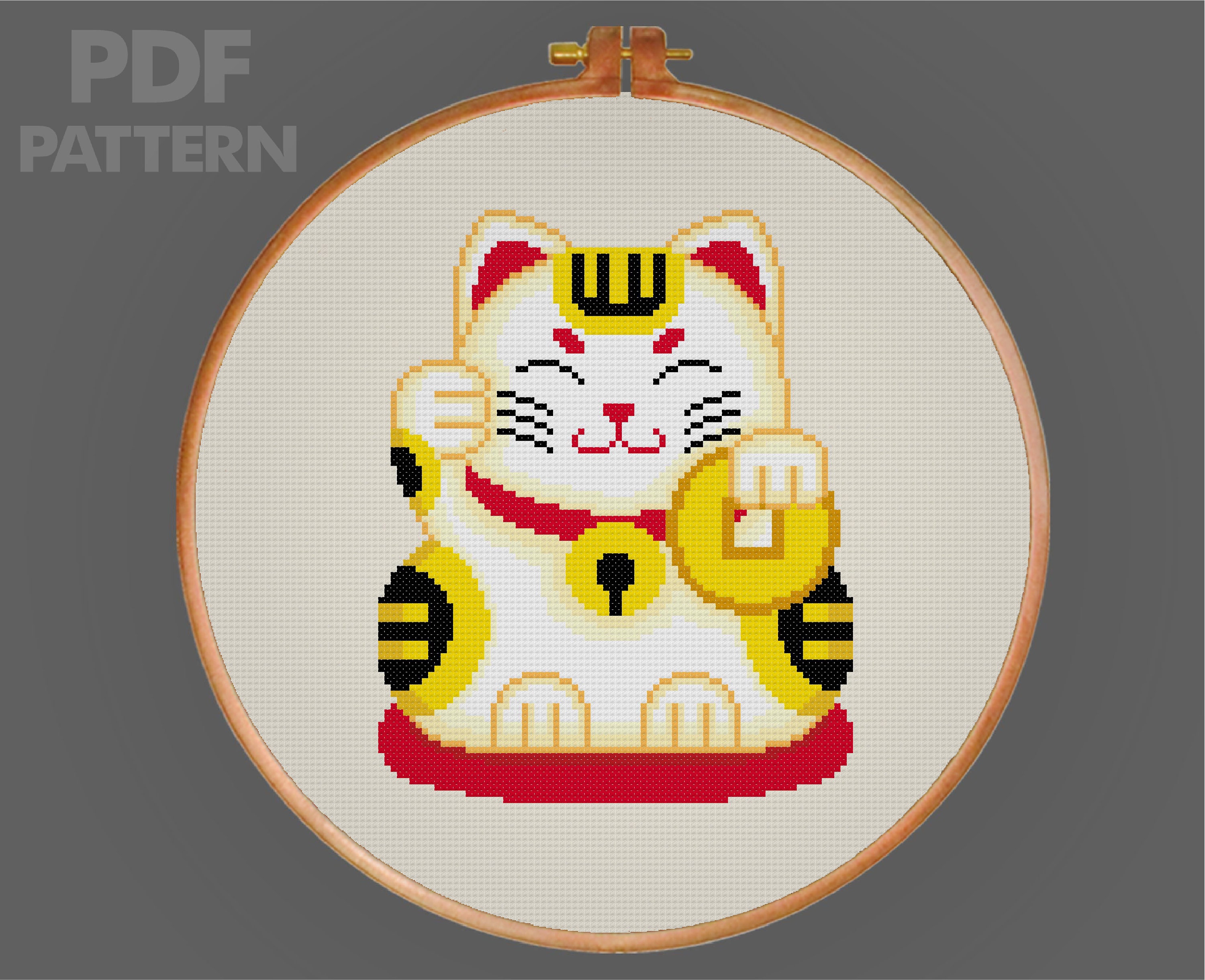 Lucky Cat Cross Stitch Pattern Cat Cross Stitch PDF Pattern Instant Download