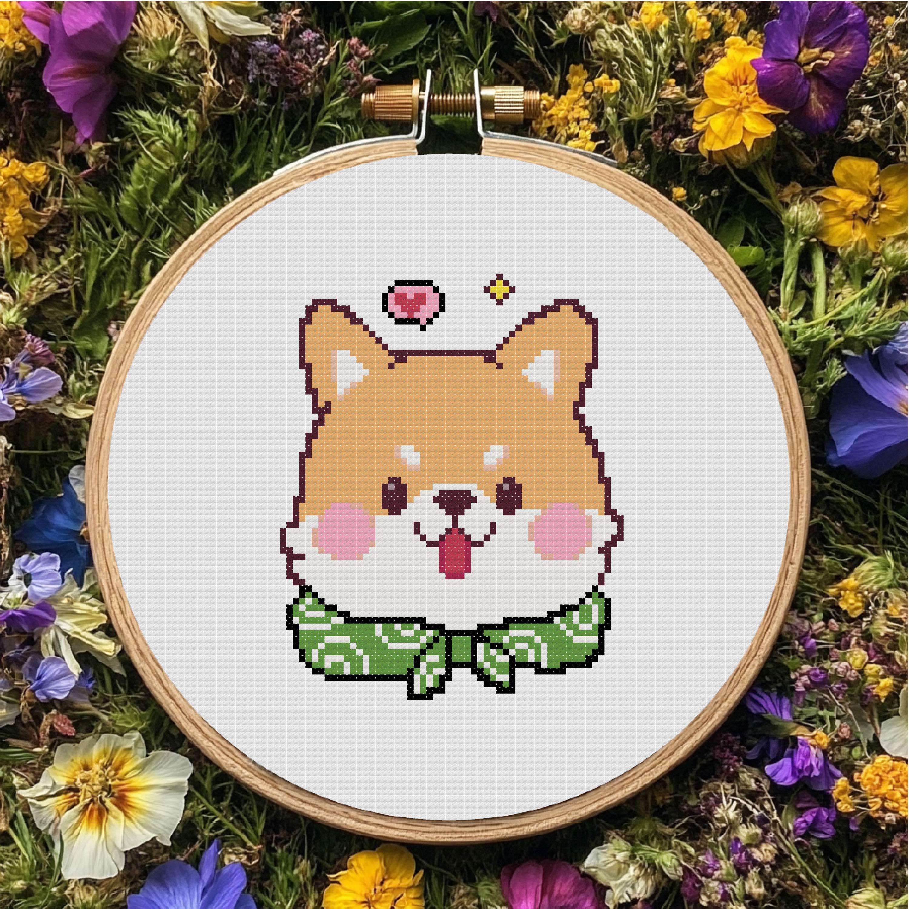 Shiba Inu Cross Stitch Pattern Cute Puppy Cross Stitch PDF Pattern