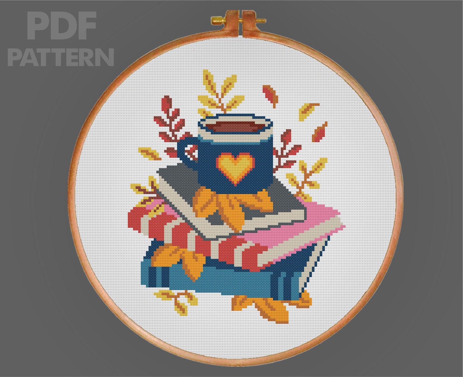 Coffee and Books Cross Stitch Reading Cross Stitch PDF Pattern Instant ...
