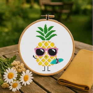 Ponto Cruz Abacaxi Fofo Ponto Cruz Abacaxi Divertido Ponto Cruz Férias Ponto Cruz Verão Padrão PDF Download Instantâneo