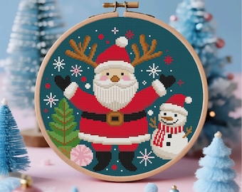 Kerstman kruissteekpatroon Kerst kruissteekpatroon sneeuwpop kruissteek Winter kruissteekpatroon PDF direct downloaden