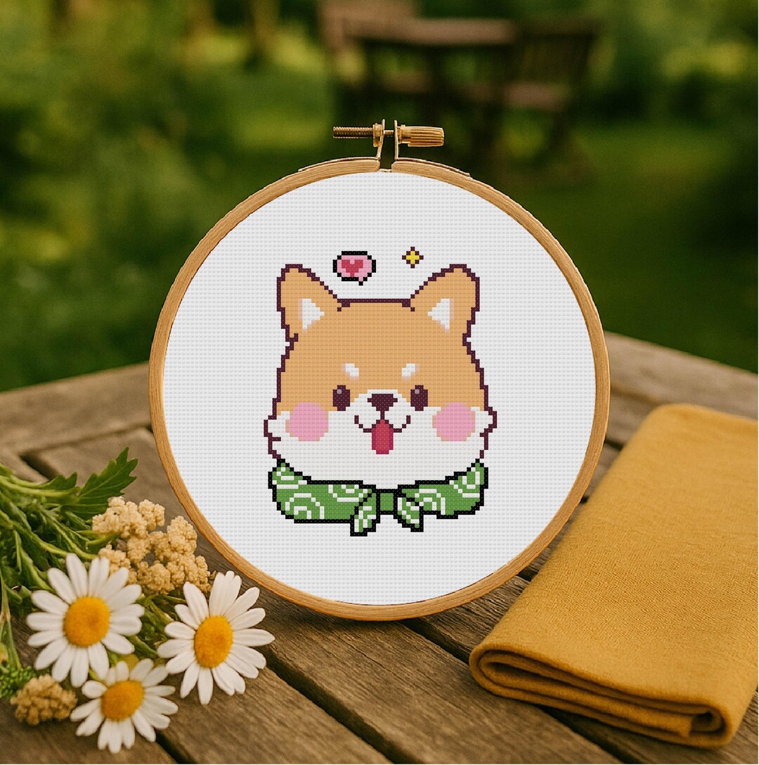 Shiba Inu Cross Stitch Pattern Cute Puppy Cross Stitch PDF Pattern