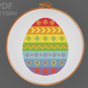 Easter Egg Cross Stitch Modern Cross Stitch Pattern Rainbow Cross Stitch PDF Pattern Instant Download