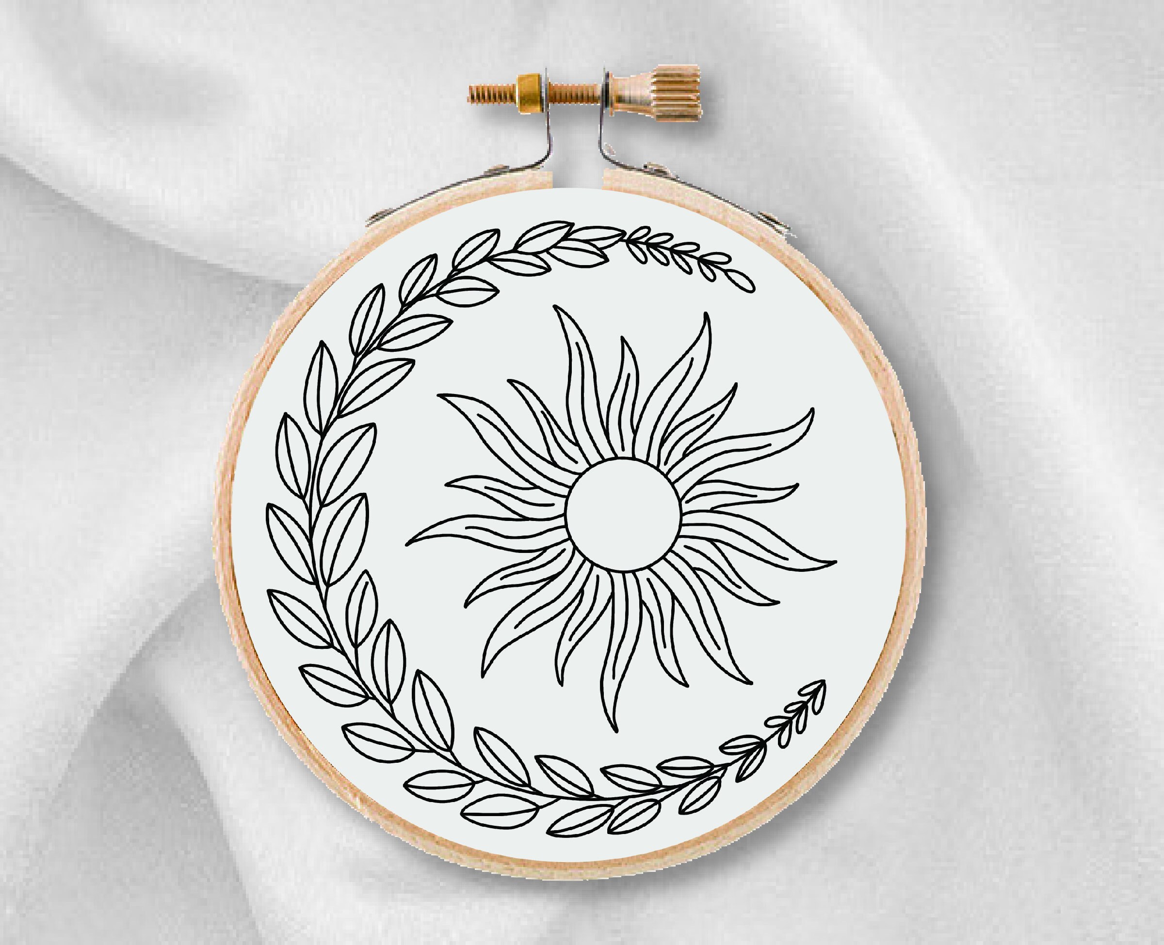 Sun Embroidery Pattern Celestial Hand Embroidery Sun Moon Hoop Etsy