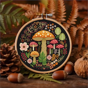Mushrooms Cross Stitch Witchy Fungi Cross Stitch Fly Agaric Cross Stitch Woodland Cross Stitch Whimsical Cross Stitch Instant Download
