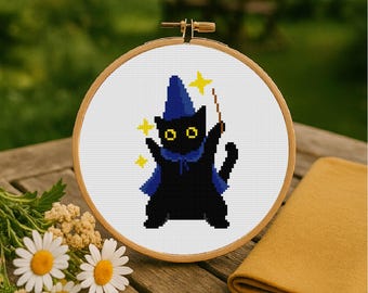 Black Cat Cross Stitch Pattern Magic Cross Stitch PDF Pattern Instant Download