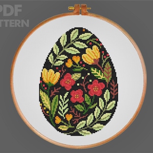 Easter Egg Cross Stitch Modern Cross Stitch Pattern Flower Cross Stitch PDF Pattern Instant Download