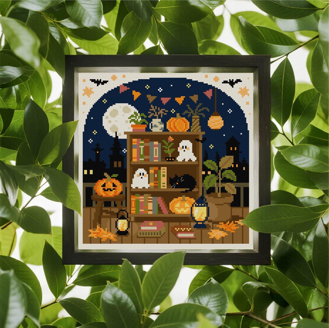 Spooky Cross Stitch Halloween Night Cross Stitch Trick or Treat Cross ...