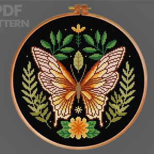 Butterfy Flower Cross Stitch Butterfly Cross Stitch Pattern Insect Cross Stitch Floral Insect Cross Stitch PDF Instant Download