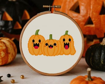 Cute Pumpkin Cross Stitch Pattern Halloween Cross Stitch pattern Spooky Cross Stitch PDF Pattern Instant Download