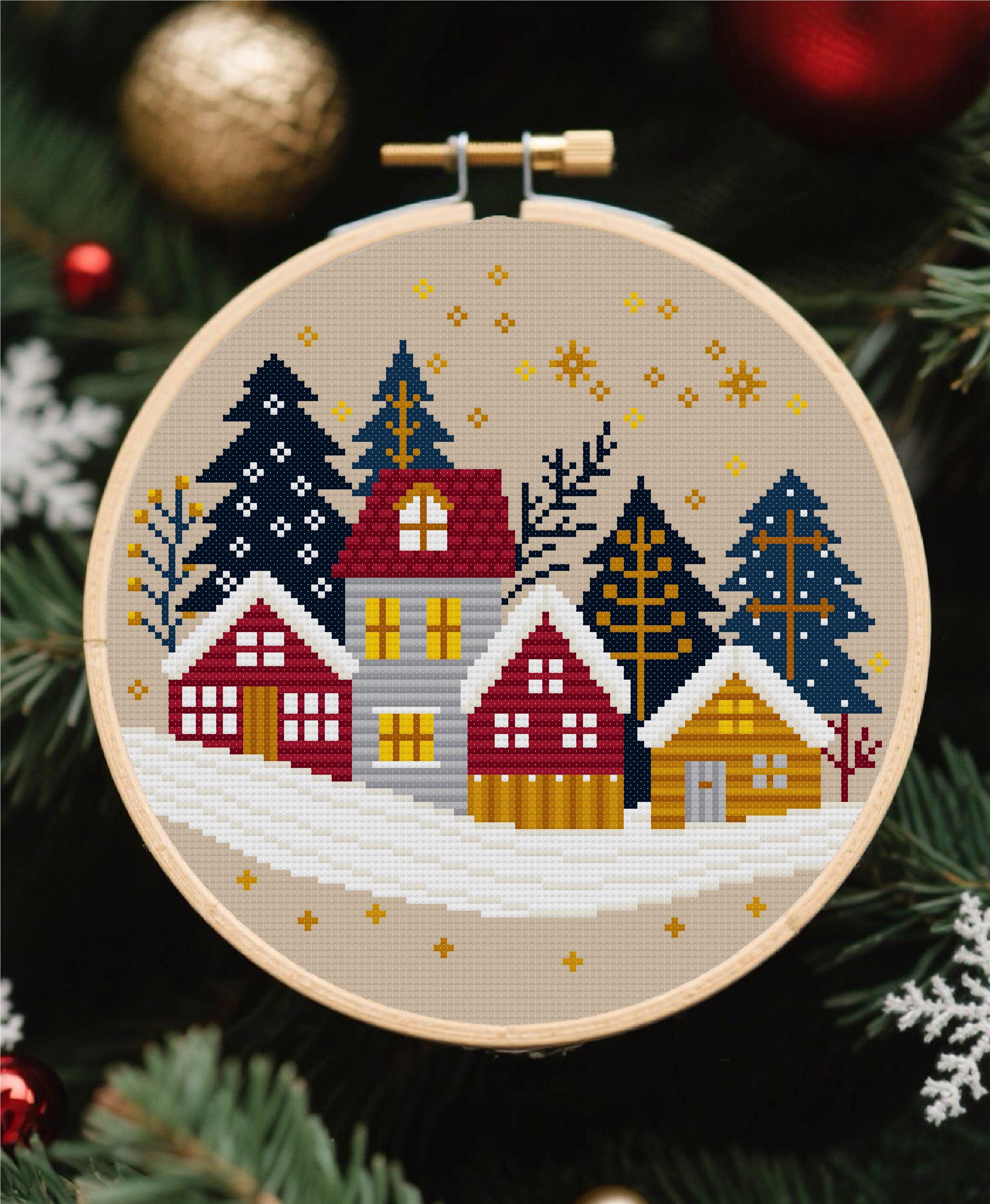 Winter Town Cross Stitch Pattern Christmas Cross Stitch Winter Village ...