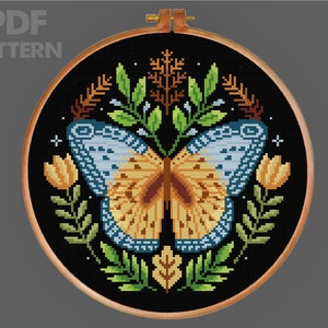 Butterfy Flower Cross Stitch Butterfly Cross Stitch Pattern Insect Cross Stitch Floral Insect Cross Stitch PDF Instant Download