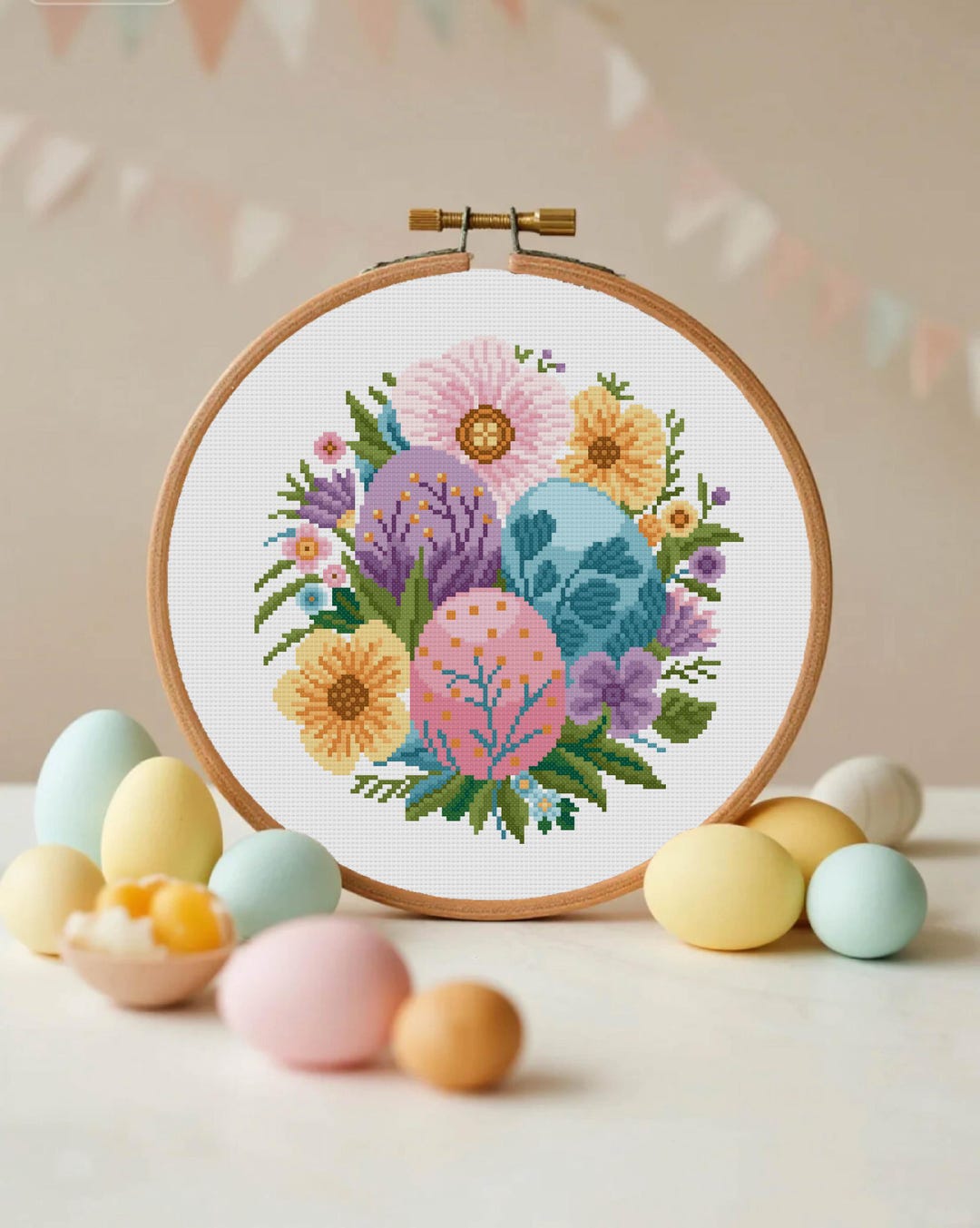 Easter Eggs Cross Stitch Pattern Floral Egg Cross Stitch Pattern Flower ...