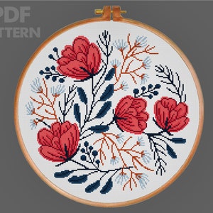 Flower Cross Stitch Pattern Flower Painting Cross Stitch PDF PatternInstant Download