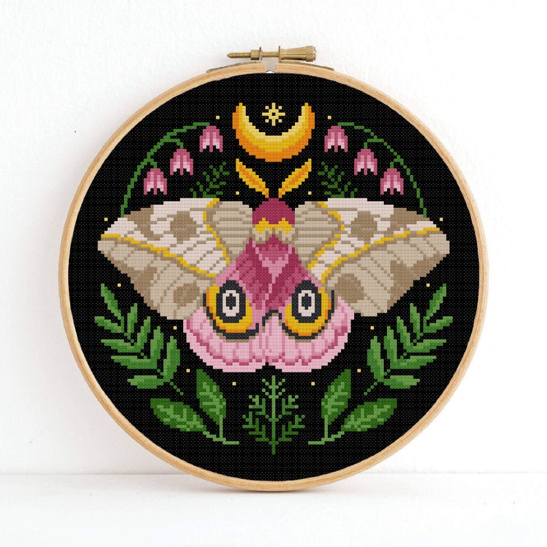 Flower Insects Cross Stitch Set Flower Moth Cross Stitch Stag Beetle Cross Stitch Bee Cross Stitch Butterfly Cross stitch Pattern PDF image 6