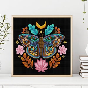 Flower Insects Cross Stitch Set Flower Moth Cross Stitch Stag Beetle Cross Stitch Bee Cross Stitch Butterfly Cross stitch Pattern PDF image 3