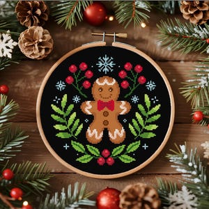 Gingerbread Man Cross Stitch Pattern Winter Cross Stitch Christmas Cross Stitch Christmas Folk Art Cross Stitch PDF Instant Download