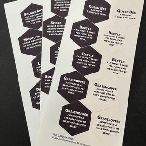 HIVE Carbon/ HIVE Pocket / HIVE Regular  (including Ladybug, Mosquito, Pillbug Expansions!) - Unofficial Meeple Stickers/Decals Upgrade Kit