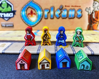 ORLEANS - matte vinyl Meeple Sticker Upgrade kit  + 5th Player Expansion (Unofficial Product)