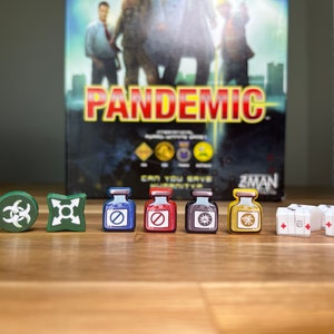 PANDEMIC + On the Brink Expansion - Meeple stickers/decals upgrade kit - matte vinyl - Unofficial Product