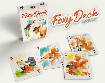 Fox Deck Playing Cards - Beautiful hand-watercolored fox playing cards