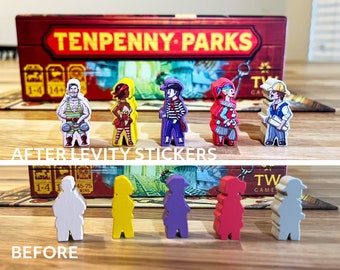 TENPENNY PARKS - Matte Vinyl Meeple Stickers/Decals Upgrade Kit - Unofficial Product