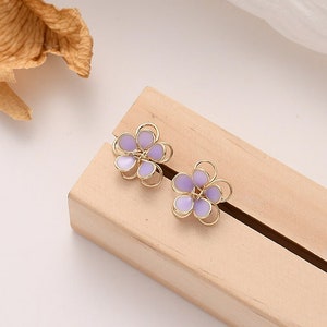 Hollow out violet flower earrings,Elegant & Cute Ear Studs,Sterling Silver Korean Earrings,Birthday,Gift for her