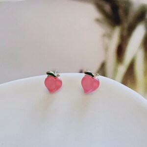 Juicy Peach Pink Stud Earrings,Minimalist Stud Earrings,Cute Earrings,Birthday,Gift for her,Everyday wear