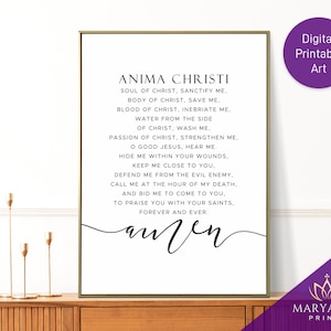 Anima Christi Prayer, Soul of Christ Sanctify Me, Catholic Prayer, Catholic Wall Art, Catholic Printable, Catholic Gifts, Catholic Decor