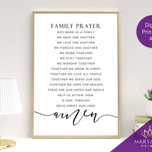 Family Prayer Catholic Wall Art: Christian Home Decor (Digital Download)
