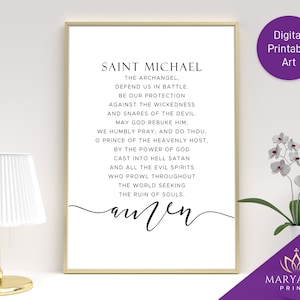 St Michael Prayer, St Michael the Archangel, Catholic Prayer Printable, Catholic Wall Art, Catholic Printable, Catholic Art, Catholic Gifts