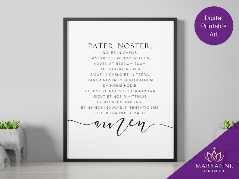 Pater Noster Latin Prayer Printable: Catholic Wall Art (digital ...