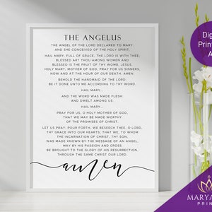 The Angelus prayer printable, Catholic Printable, Catholic Wall Art, The Angelus Instant Download, Catholic Prayer Artwork