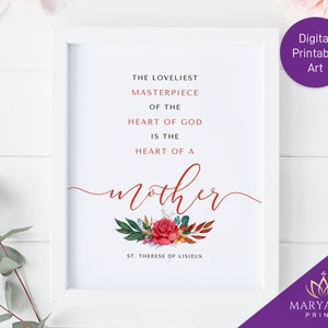 St. Therese of Lisieux Zitat, Herz einer Mutter, katholische Heilige Zitate druckbar, katholische Wandkunst, katholisches Druckbares, katholische Geschenke