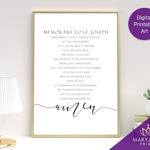 Memorare to St. Joseph Prayer: Catholic Wall Art (Digital Download)